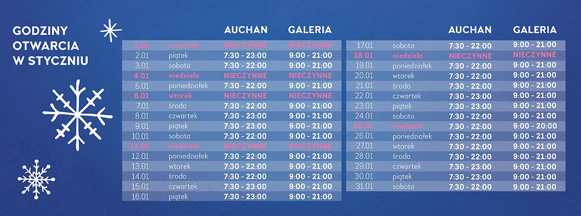 Godziny otwarcia w lipcu