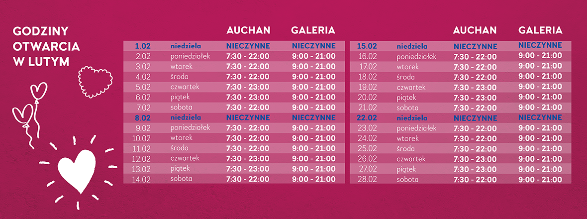 Godziny otwarcia w lipcu