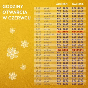 Godziny otwarcia w czerwcu