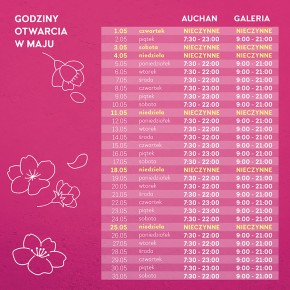 Godziny otwarcia w maju