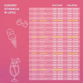 GODZINY OTWARCIA W LIPCU