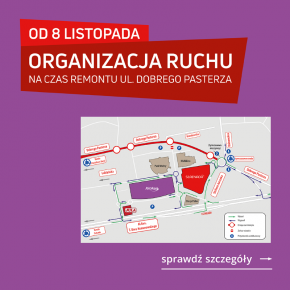 Remont ul. Dobrego Pasterza - jak dojechać do Centrum Handlowego Krokus