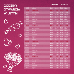 Godziny otwarcia w lutym