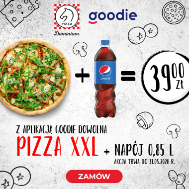 Dowolna pizza XXL + Pepsi 0,85 l za 39 zł!
