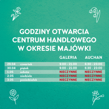 Godziny otwarcia centrum handlowego w okresie Majówki