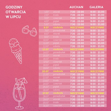 GODZINY OTWARCIA W LIPCU