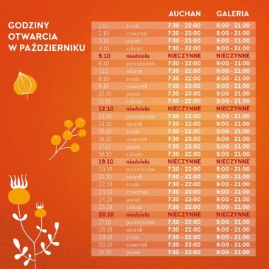 Godziny otwarcia w październiku